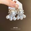 Silver Needle Pearl Round Water Drop Pendant Earrings French Retro Court Style Earrings Light Luxury Premium Earrings