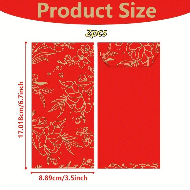 2/5Pcs Gold Foil Designed Red Envelope Bags Christmas Blessing Lucky Money Bags Christmas Party Supplies Happy New Year Gifts