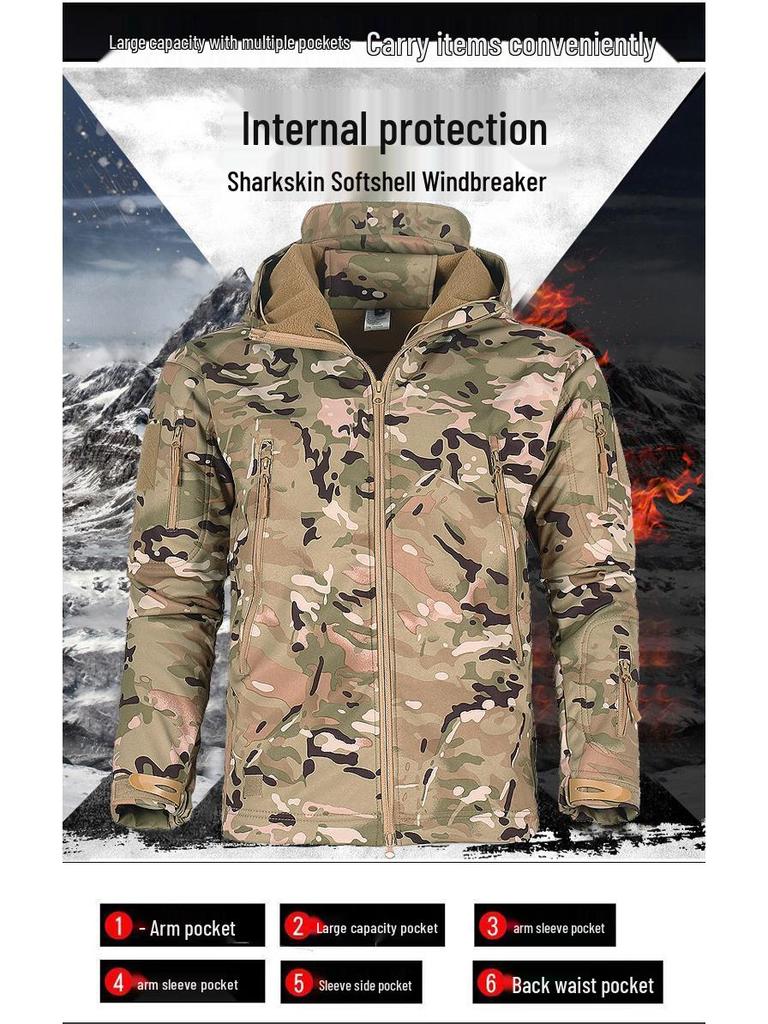 Men's Winter Fleece-Lined Softshell Jacket & Pants Set for Fishing, Skiing, & Mountaineering
