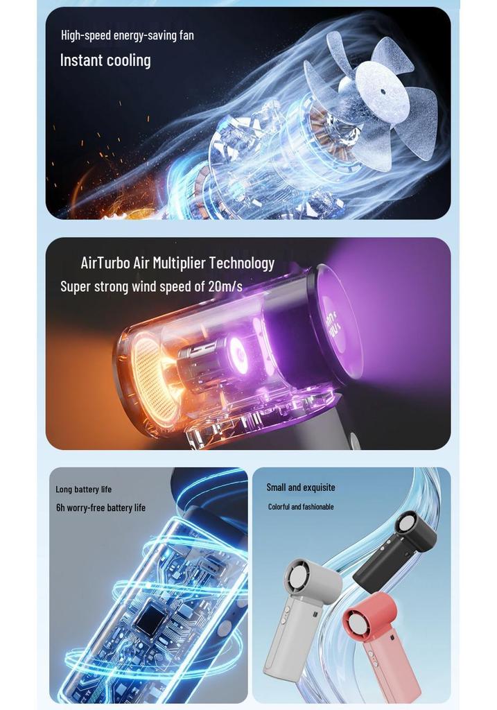 2026 Handheld USB Cooling Fan – Compact, Long Battery Life, Ideal for Travel & Outdoor Use