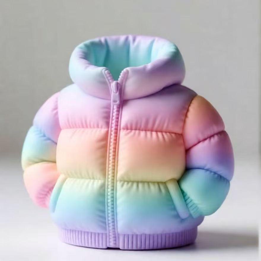 3D Printed Puffer Jacket Pen Holder Gradient Color Abstract Desktop Organizer For Students Home Office Classroom Novelty Gift