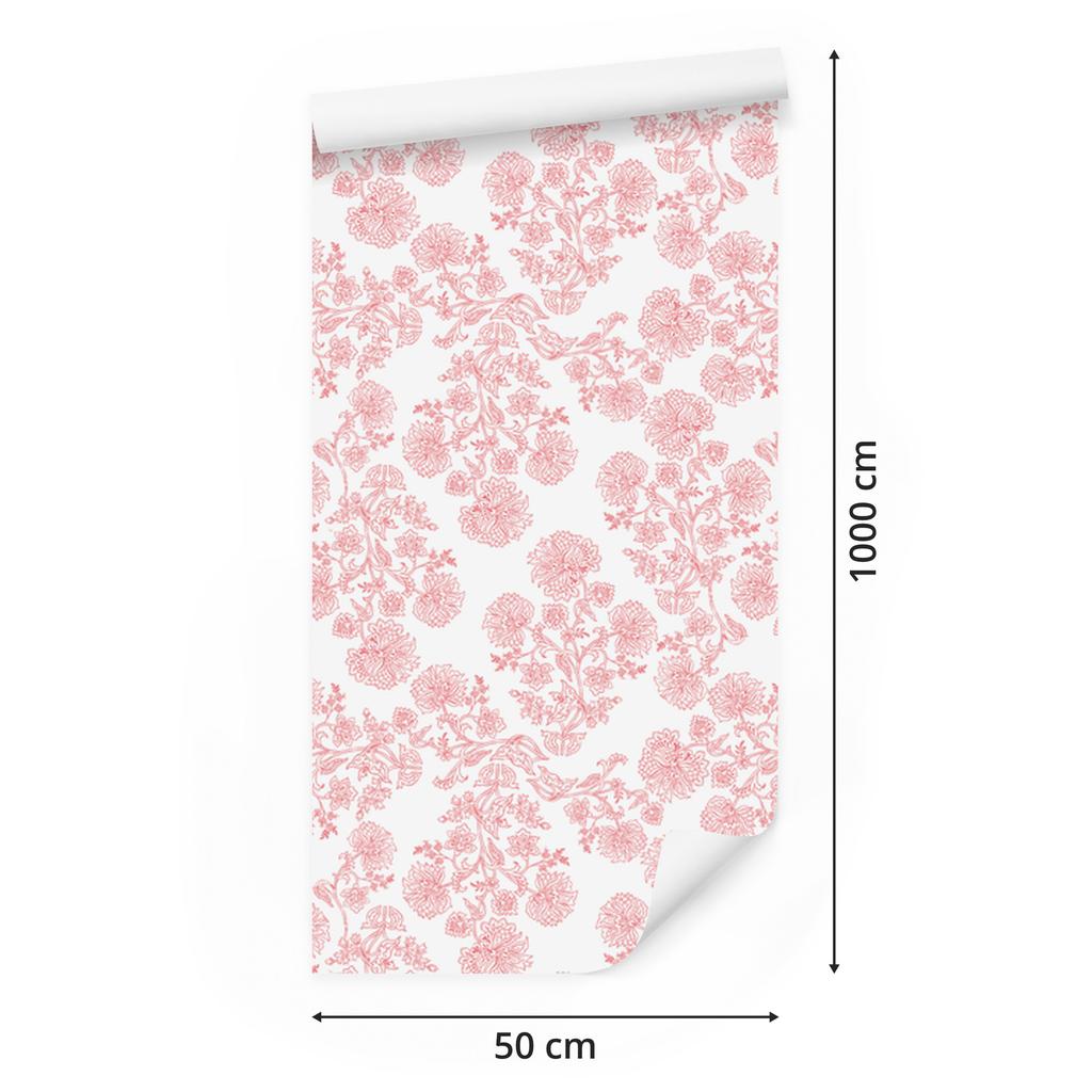 Wallpaper Flowers Coral, coral background for Living Room and Bedroom 50x1000