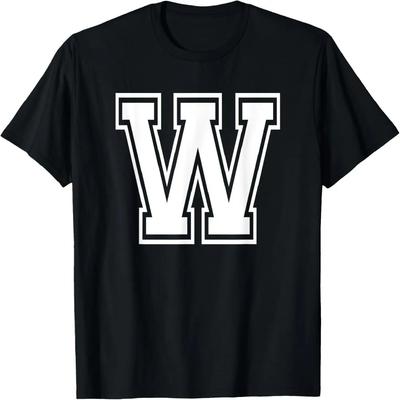 T-shirt Varsity Alphabet Monogramme Initial de Nom W