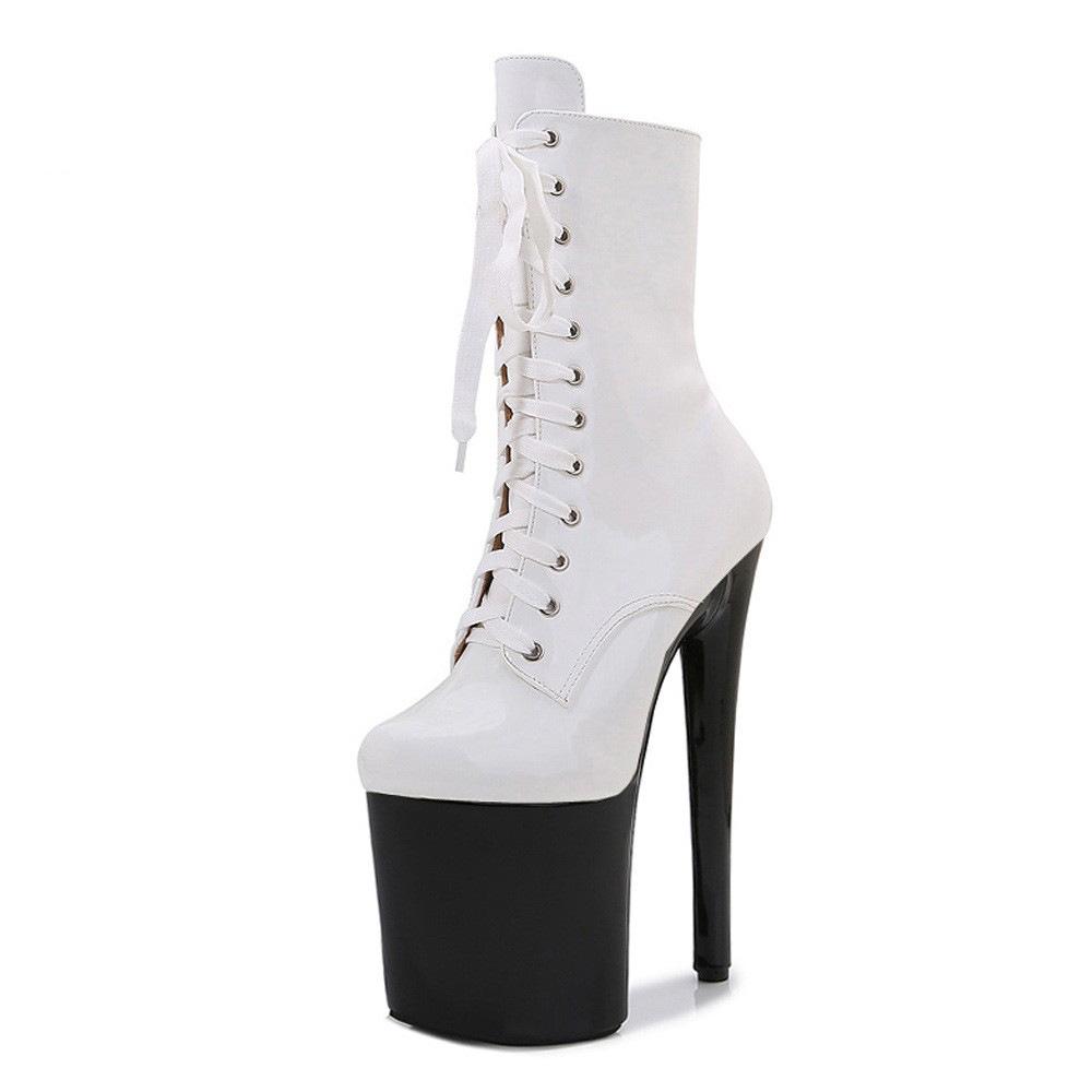 Shoes Women's Patent Leather Short Boots - 20cm Ultra High Heel with Platform, for Pole Dance, Runway, Nightclub - 26 Color Choose