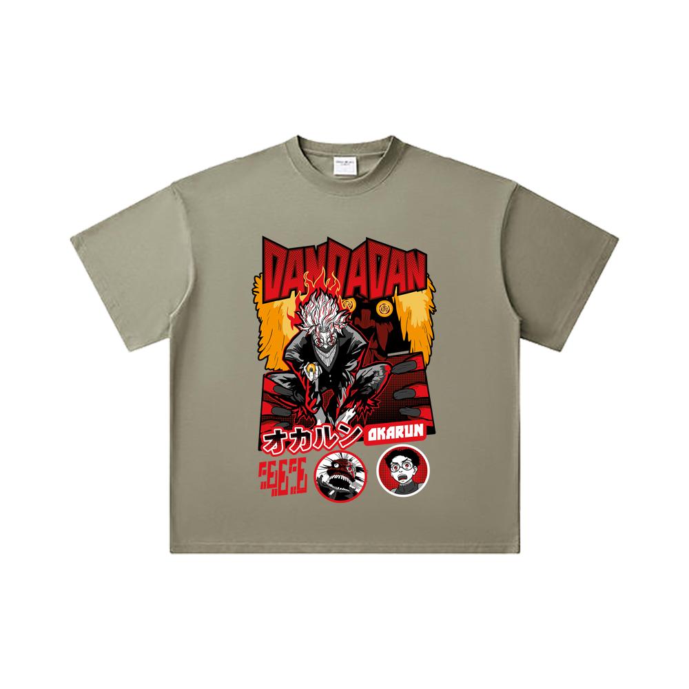 260 GSM Double Yarn 32 Count 100% Cotton Dandadan V26 Okarun Turbo Print Unisex Heavy Cotton T Shirt