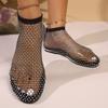 Fashion The 2025 new French hollowed-out mesh shoes, the versatile and trendy flat-bottomed fishing net sandals, are extremely popular