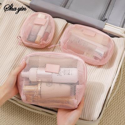 3-teilige Netz-Kosmetiktasche Reise-Kulturbeutel Große Kapazität Lippenstift Diverse Tasche zur Organisation von Körperpflegeartikeln