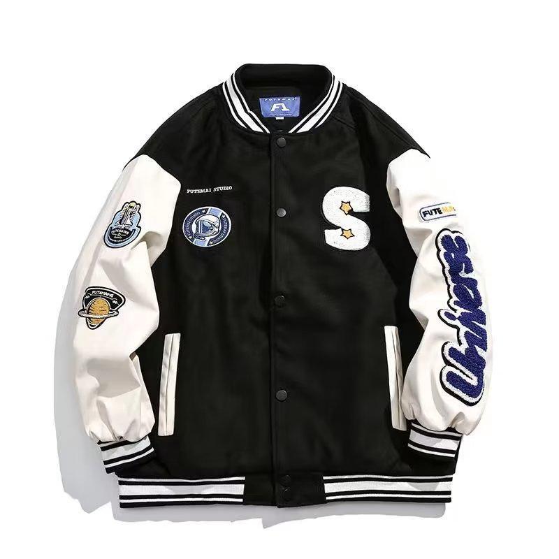 

2023 Autumn Trend: Versatile Loose-Fit American Casual Baseball Jackets for Couples Extra Large чорний