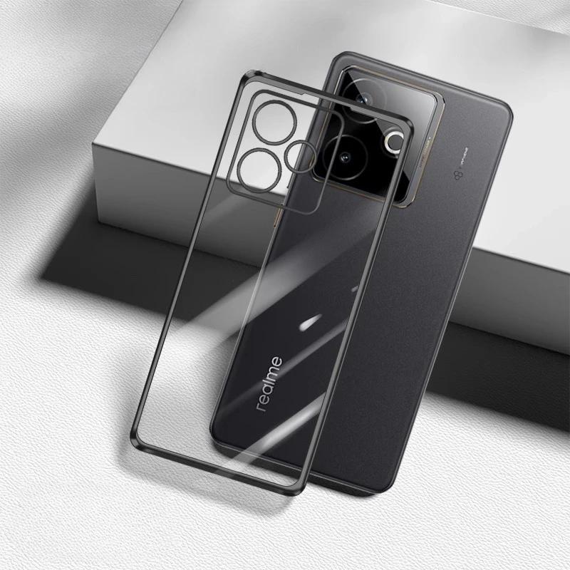 

Мягкий чехол с гальваническим покрытием для Realme GT 7T 7 T, противоударный электролитический силиконовый бампер из ТПУ, чехол для телефона для Realme GT7 T 7Pro For Realme GT 7T чёрный