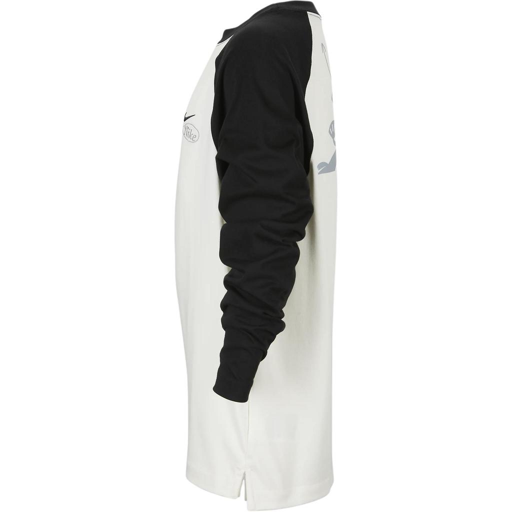 Nike Dri-Fit Athletics Comfortable Soft Loose Round Neck Quick-Dry Long Sleeve T-Shirt Kids Tops Sail-White Black HQ4742133