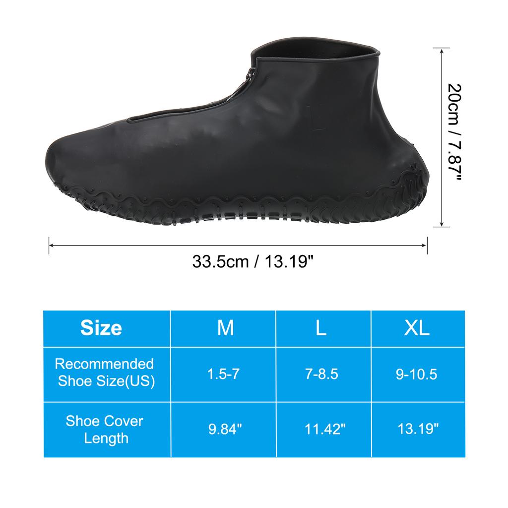 Silicone WaterProof Shoe Covers Zipper Shoe Protector  Reusable Non-Slip Rain Boot Overshoes Walking Shoes  for Men Women