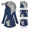 Giacca invernale da donna imbottita taglie forti con fodera in peluche, chiusura con cerniera imbottita, lunghezza media, con cappuccio, tinta unita, caldo, antivento