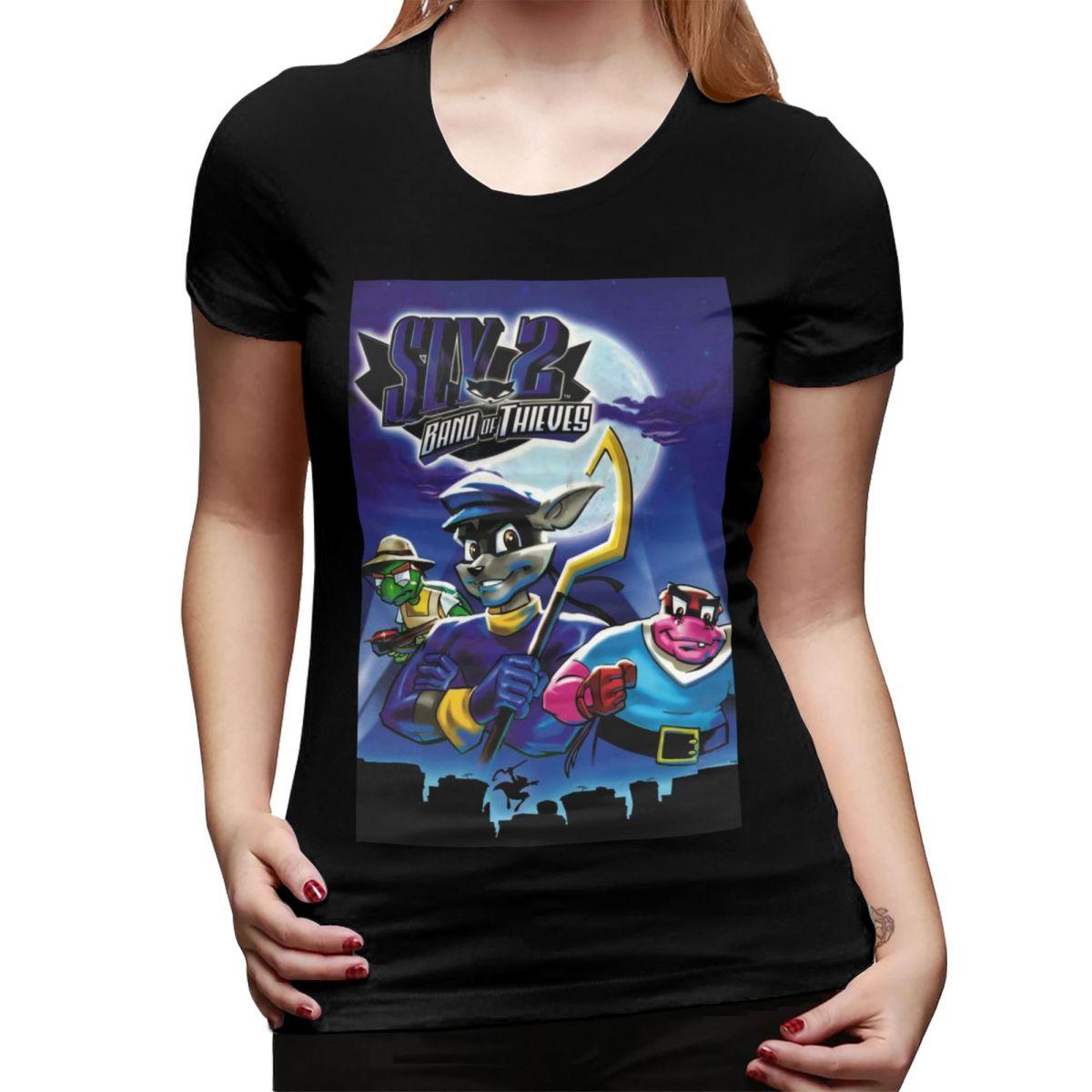 

Comic Collage Sly Cooper Raccoon Fox Turtle Hippo Comic Unisexga Anime Game TShirt for Women Streetwear T Shirts Women Tees Short 4XL