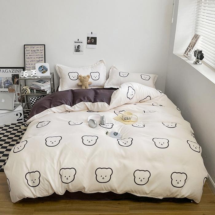 Cute Bear Duvet Cover Set Cozy Cartoon Bedding Set With Zipper Comfortable Breathable Reversible Comforter Cover For Girls Teens