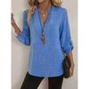 Casual V Neck Large Size Loose Women Blouse Fashion Elegant Tops Pocket Short Sleeve Simple Office Shirts Spring Solid Color Cothing