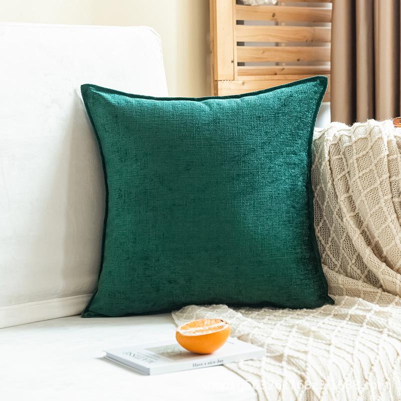 Japanese Solid Color Chenille Pillow Living Room Sofa Cushion Cover Bedside Cushion Back Bedside Large Size Pillow Quality