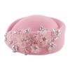 Vintage Fascinator Beret Hat Wool Derby Flower Patched Hats for Cocktail Party Flower Bowler Hat 1920s Lady Church Hat