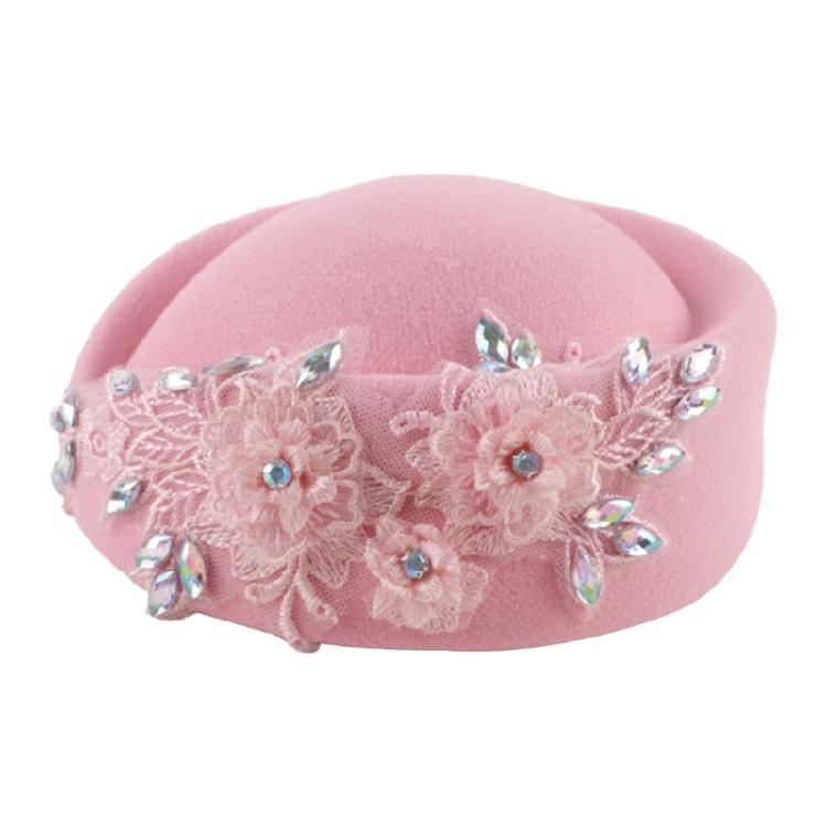 Vintage Fascinator Beret Hat Wool Derby Flower Patched Hats for Cocktail Party Flower Bowler Hat 1920s Lady Church Hat