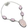 Natural Rose Quartz, Chalcedony 925 Sterling Silver Jewelry Necklace 18" l1Z79