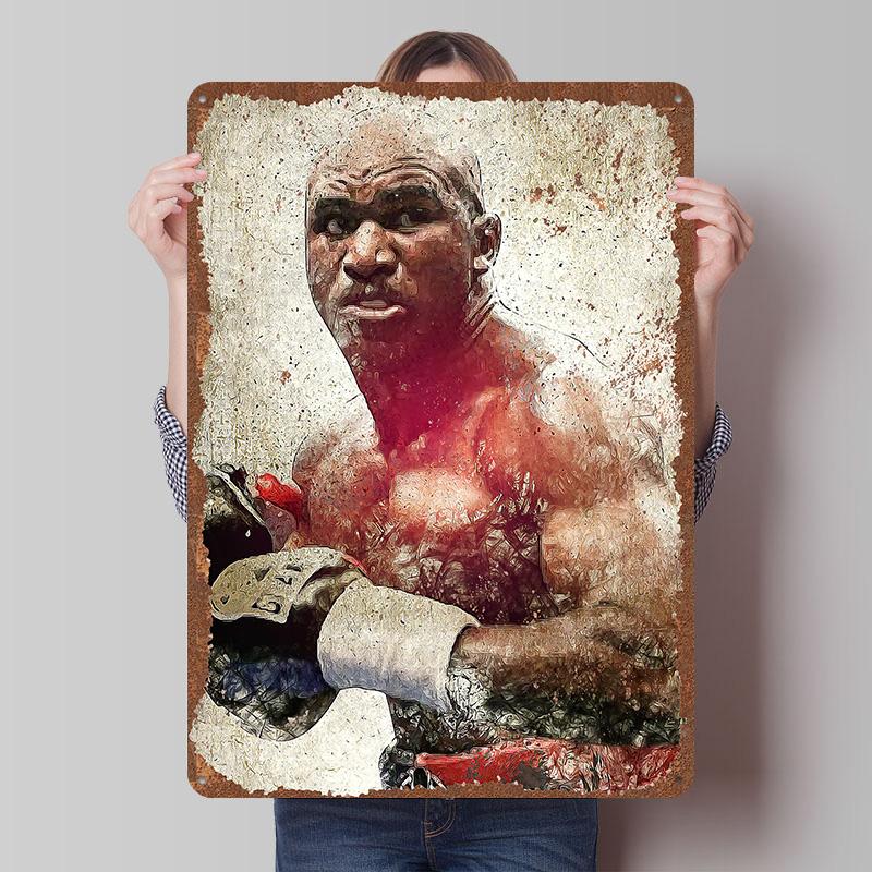 Evander Holyfield Boxer Metal Posters Custom Vintage Metal Signs Wall Art Tin Plaque for Man Cave Home Deco Bedroom Decoration