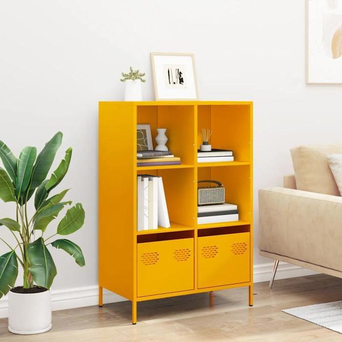 VidaXL Highboard Mustard Yellow 68x39x103.5 Cm Steel, Bookcase, Modern Bookcase, Bookshelf, 851385