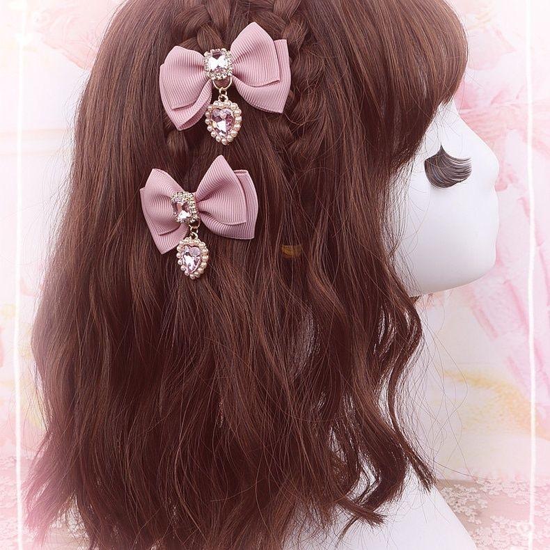 

Bows hair clips popular hair catches lolita korean accessories for hair y2k bows for girls pink Lolita cosplay Popular Clips 1 pair