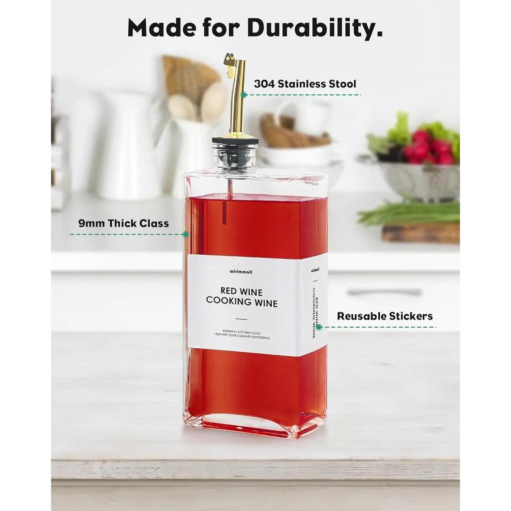 Olive Oil Dispenser For Kitchen Glass Oil Bottle 500ML Oil And Vinegar Dispenser Set Of 2 Cooking Oil Dispenser With 2 Stainle