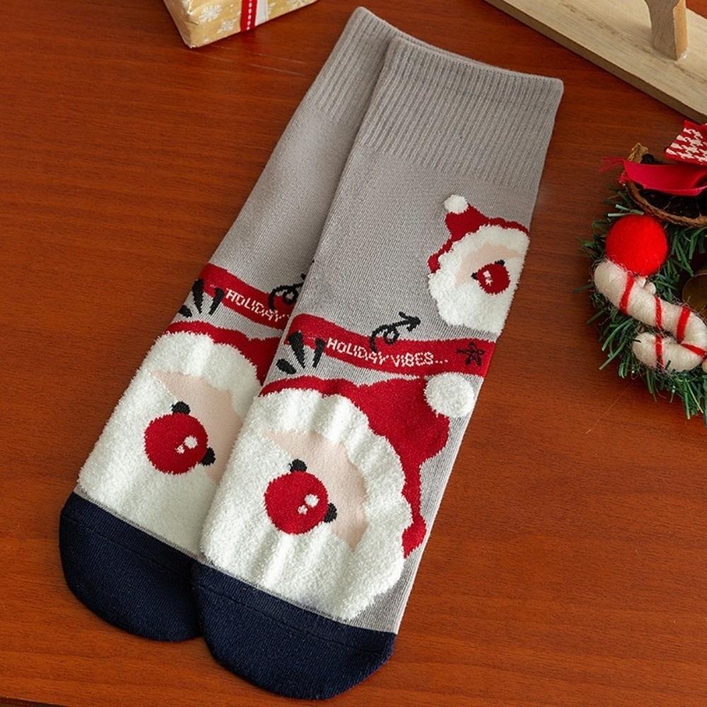 Cartoon Coral Fleece Socks Santa Claus Bed Socks New Sleep Stockings  Autumn and Winter