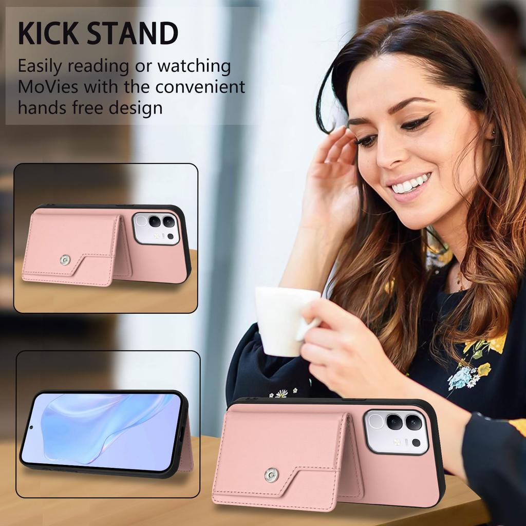 For vivo T4x 5G/vivo Y300t 5G/vivo iQOO Z10x 5G/vivo Y29 4G Case RFID Blocking Card Holder Kickstand TPU + PU Leather Phone Back Cover
