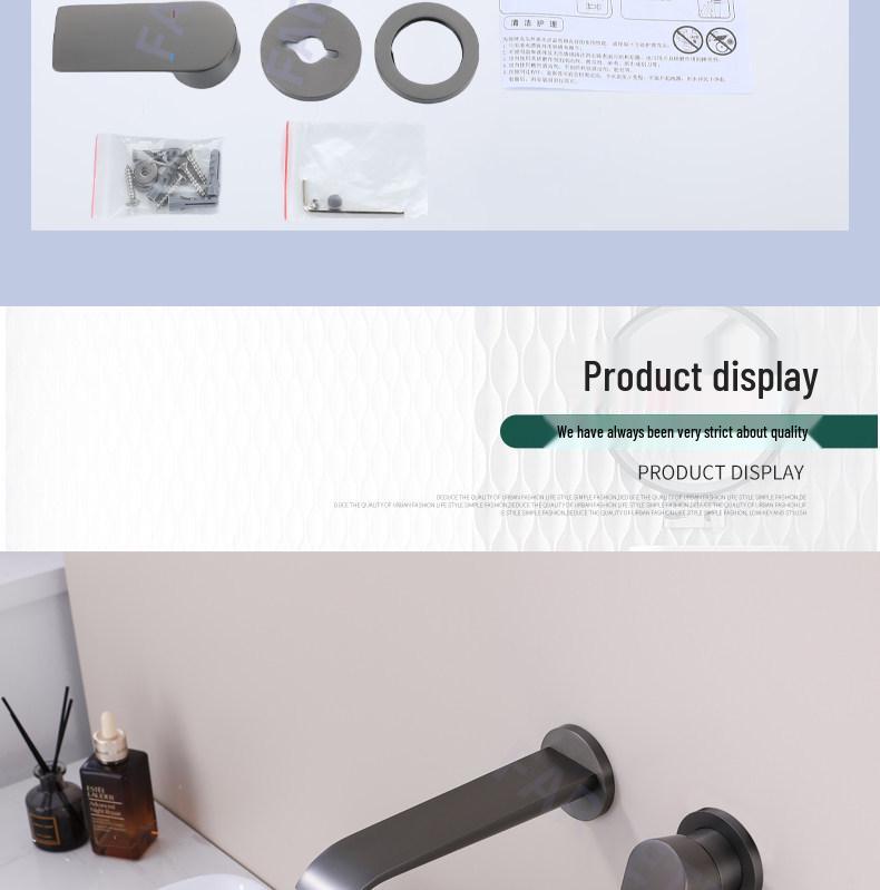 All-Copper Concealed Wall-Mounted Basin Faucet for Hot and Cold Water
