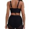 2025 High Waist Mesh Kordelzug Bikini Set für Damen
