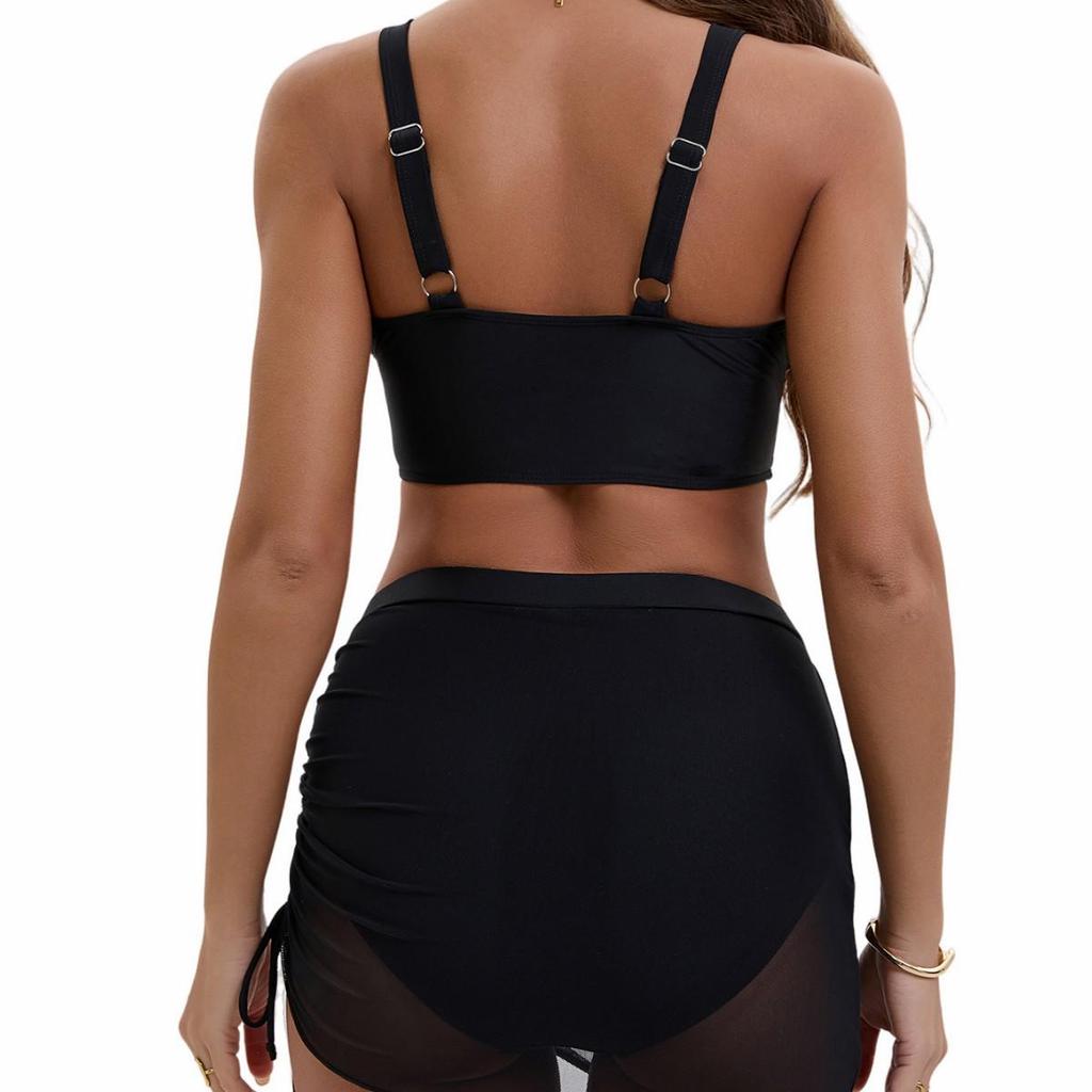 2025 High Waist Mesh Kordelzug Bikini Set für Damen