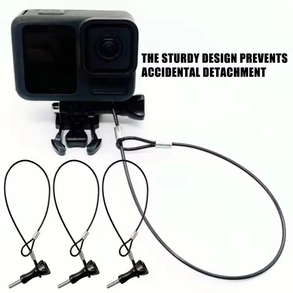 Protable Camera Anti-lost Safety Rope Stainless Steel Cable Wire Lanyard for GoPro 13 12 Insta360 X5 X4 X3 DJI Action 4 Pocket 3