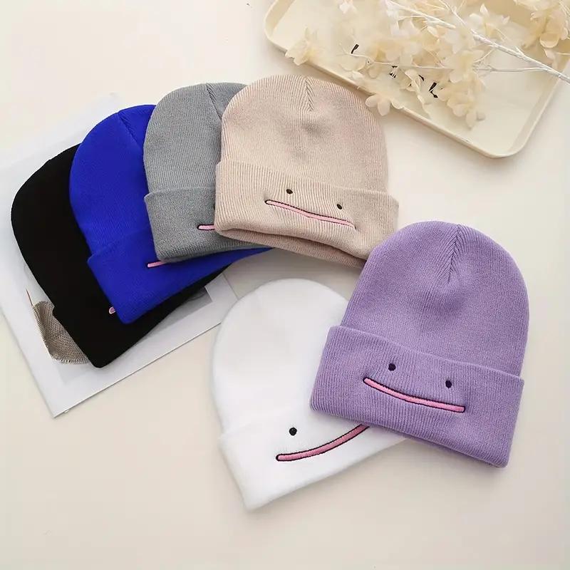 New Knitted Beanies Hat Anime Embroidered Beanie Men Women Autumn Winter Warmer Skull Bonnet Outdoor Windproof Ski Skullies Hats