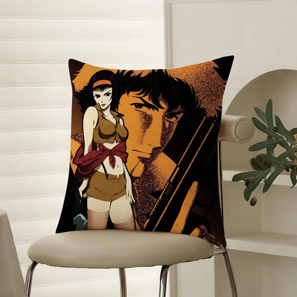 Anime Cowboy Bebop-Girl Cool Pillow Case Comfort Sofa Bed Silky elegant Invisible zipper Decorative cushion cover