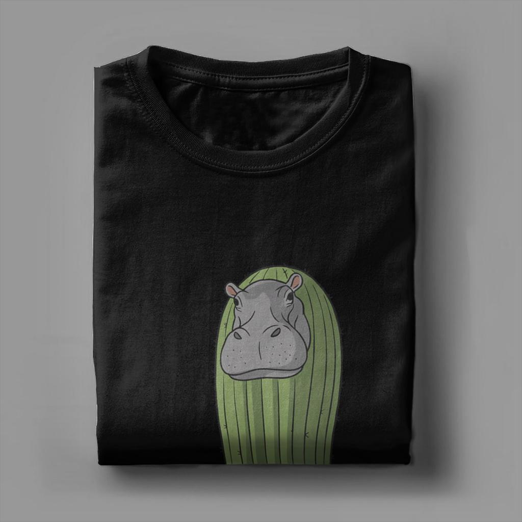 Italienische Brainrot-Charaktere Il Cacto Hipopotamo T-Shirt für Herren 100% Baumwoll-T-Shirt O-Ausschnitt T-Shirts Kurzarm-Bekleidung Bedruckt