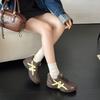 Inner height increase. Leather German training shoes autumn and winter new ballet shoes casual versatile and comfortable Forrest Gump shoes women