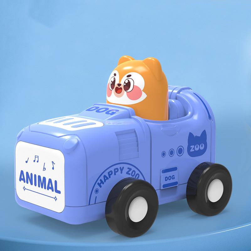 Children's Cartoon Animal Inertia Toy Car Pressing Engineering Vehicle Wholesale