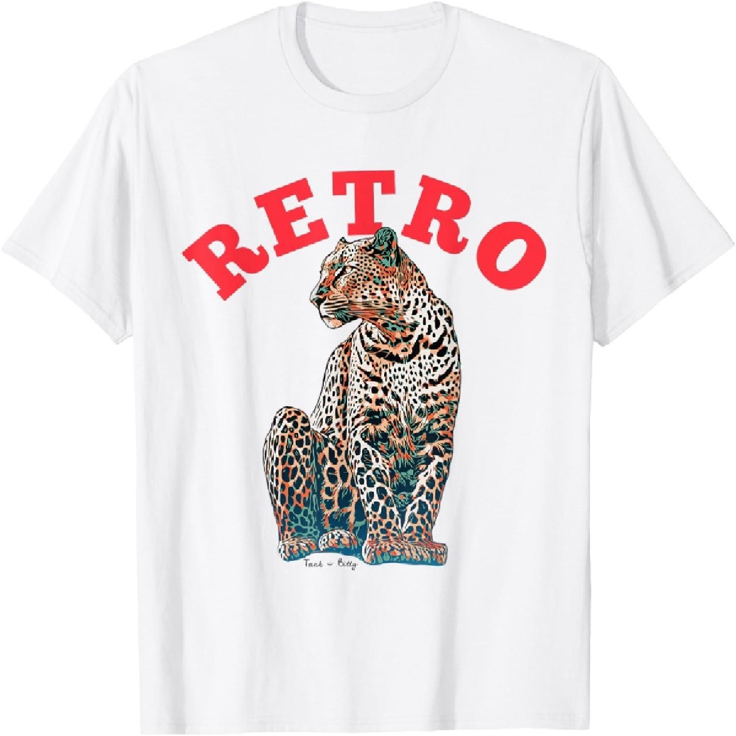 Ретро футболка с леопардовым принтом в стиле поп-арт S
