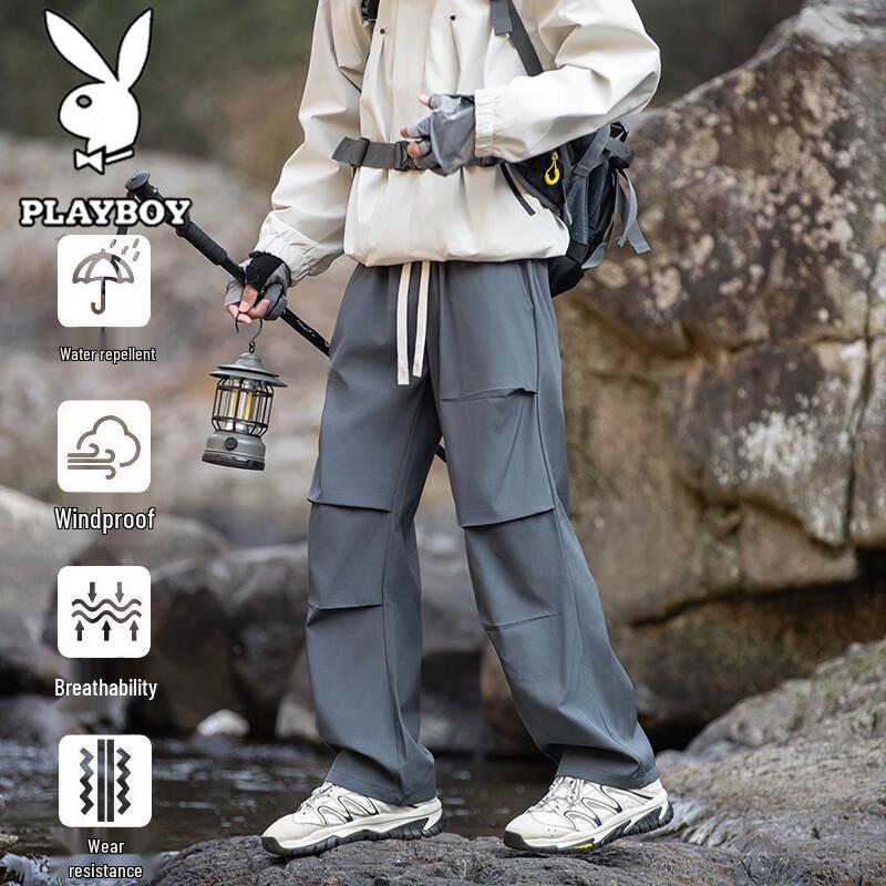 PLAYBOY Men's Outdoor Waterproof Straight-Leg Cargo Pants