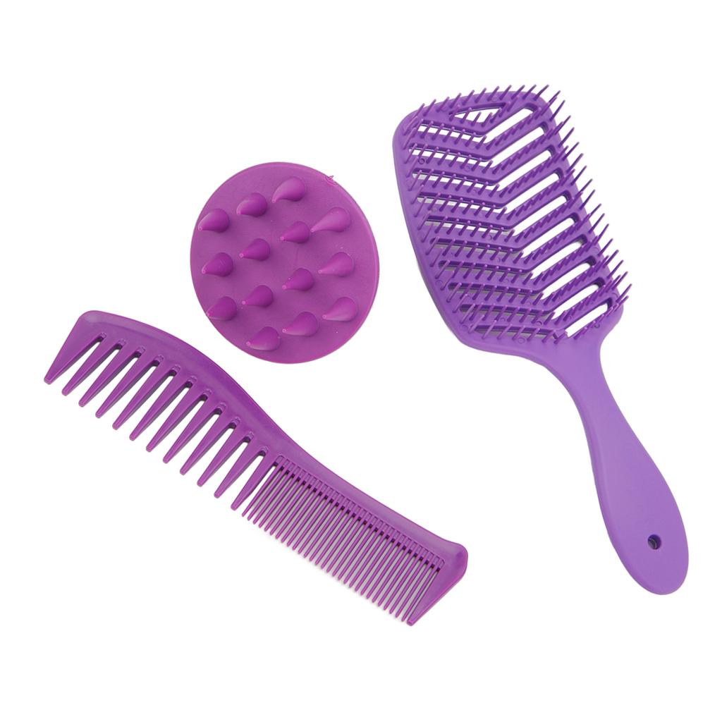 3 Pieces Hair Brush Comb Set Hollow Out Hair Brush Double Tooth Hair Comb Hair Shampoo Brush for Detangling and Styling