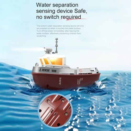 BCDYH Remote Control Boat, 2.4GHZ 1:32 Waterproof Mini Tugboat with Lights, Rechargeable Electric Toy for Kids Boys and Girls