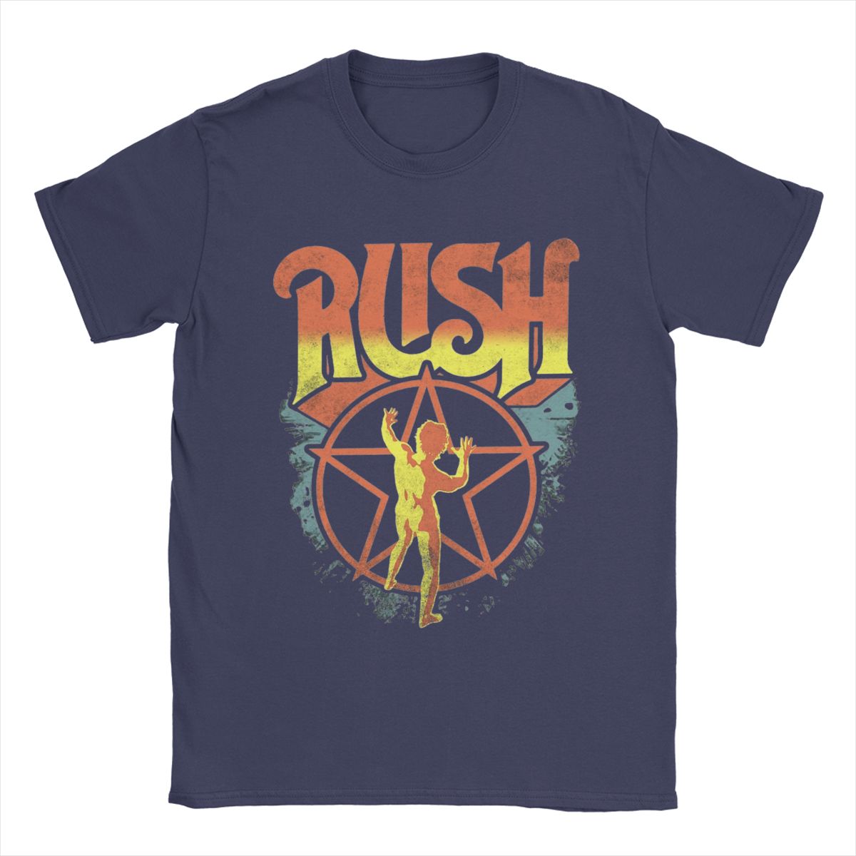 

Vintage Rush Band T-Shirt for Men Round Collar Pure Cotton T Shirt Short Sleeve Tee Shirt Adult Clothing XXXXXL темно-синий