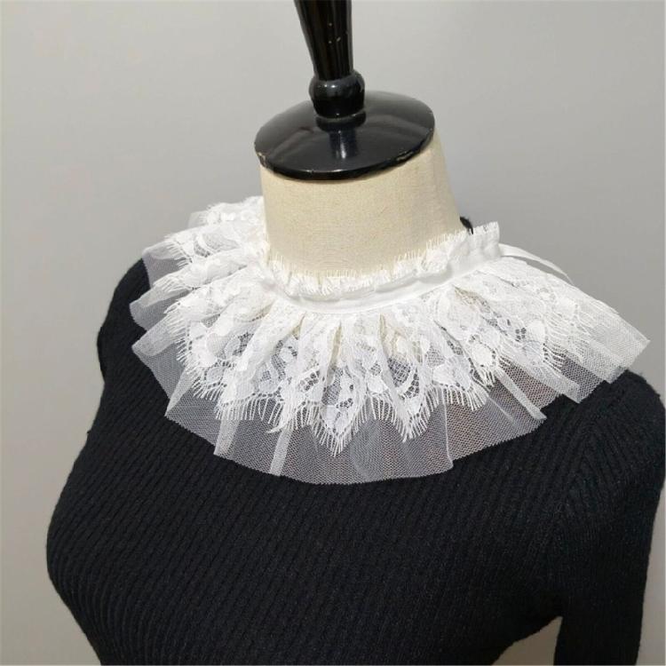 Baroque Style Detachable Lace Ruffe Neckwear Comfortable Neckpiece Collar Decorative Edging For Bridalwear And Costumes