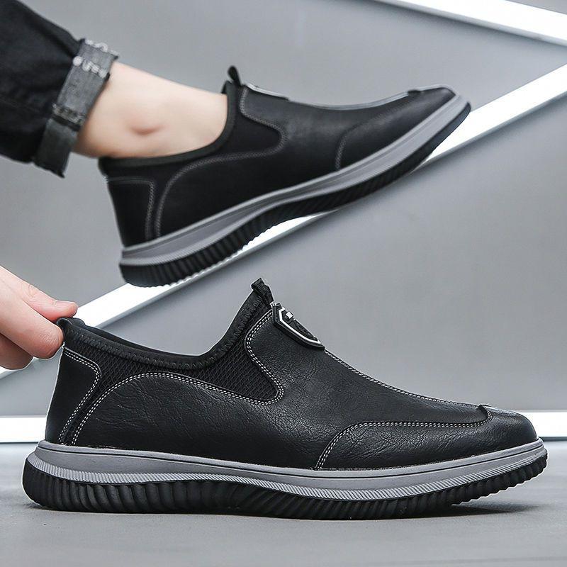 Men's shoes 2025 spring and autumn new leather shoes breathable non-slip soft sole versatile leather shoes driving sports daily casual shoes
