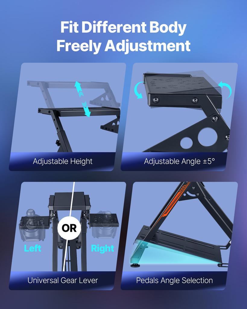 VEVOR Racing Wheel Stand, Adjustable & Foldable Simulator Stand for Logitech G923 G920 G29 G27