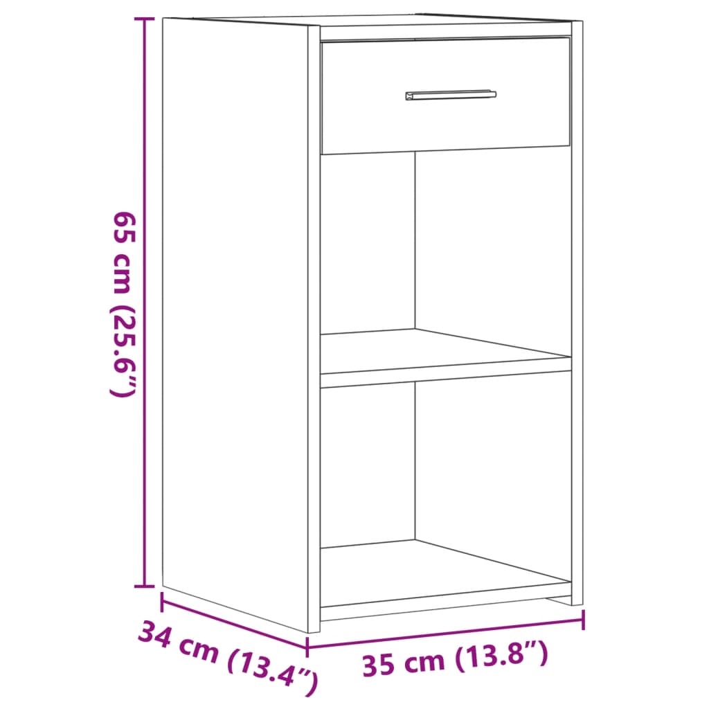 Nightstand Smoked Oak 35 X 34 X 65 Cm Particleboard