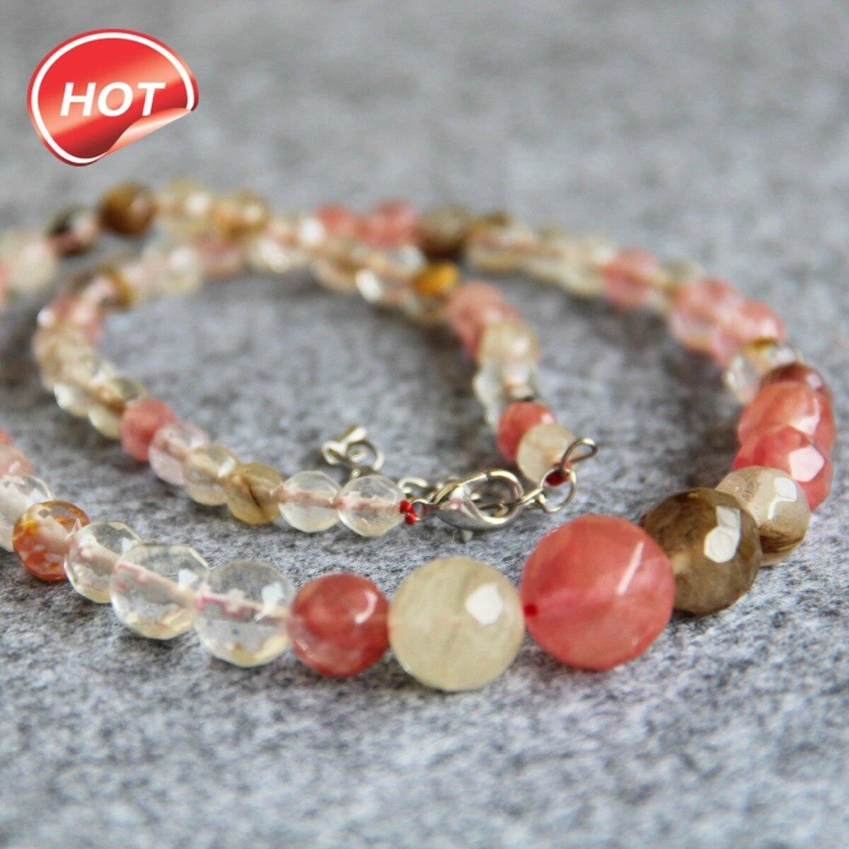 

6-14 мм многоцветное круглое граненое арбуз турмалиновый халцедон нефритовое ожерелье бусины ожерелье ожерелье женщины девушки ювелирные изделия дизайн