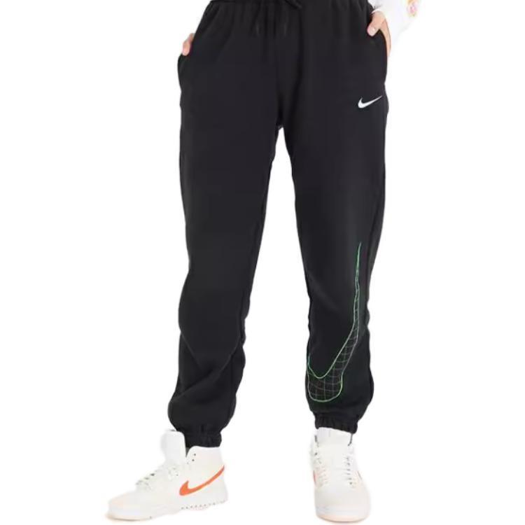 Nike Knitted Sweatpants Women's Black Moderate Straight Fit Pants DO6956-010