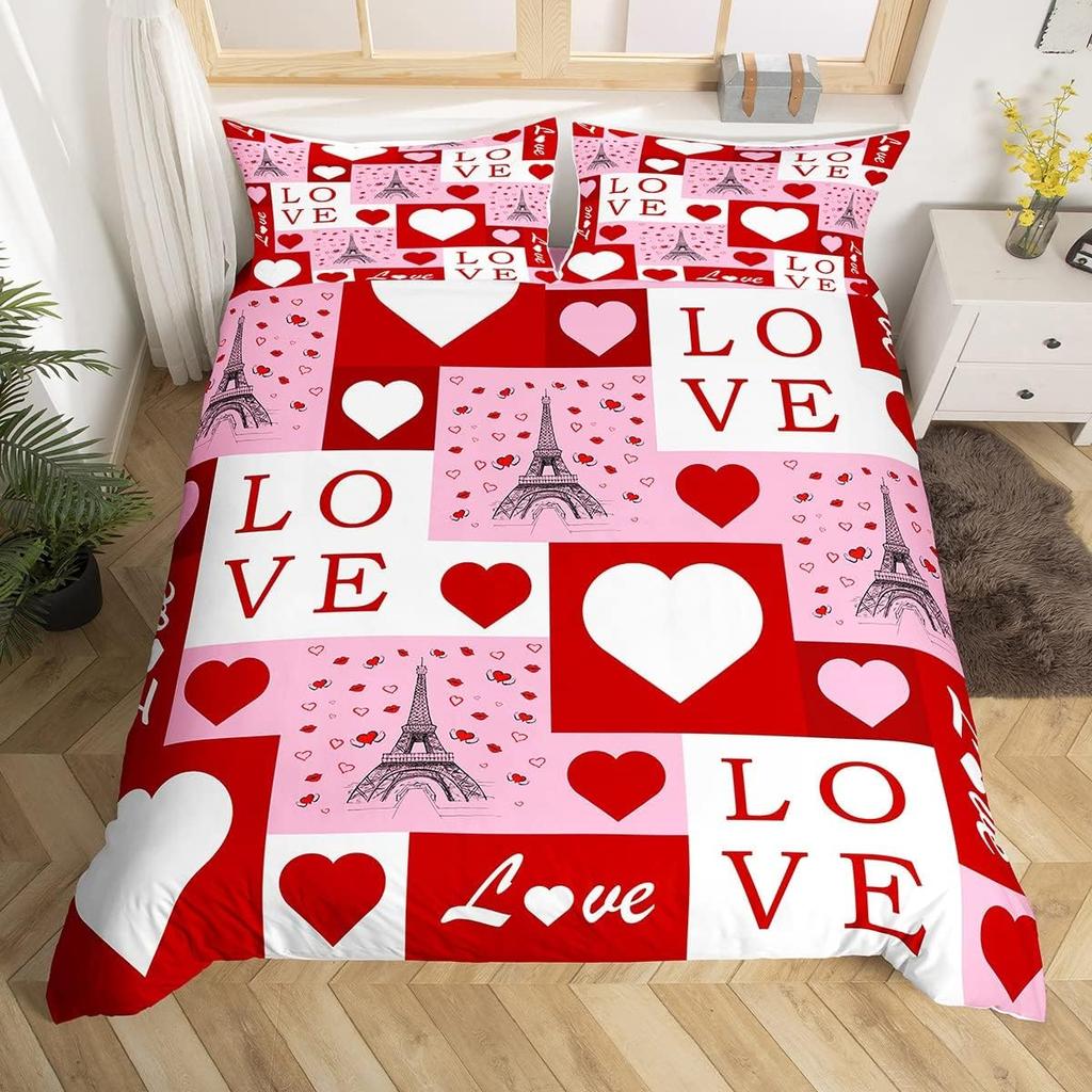 Eiffel Tower Duvet Cover Twin Full Queen King 3 Pcs Romantic Theme Bedding Set For Couple Adult Butterfly Print Comforter Cover